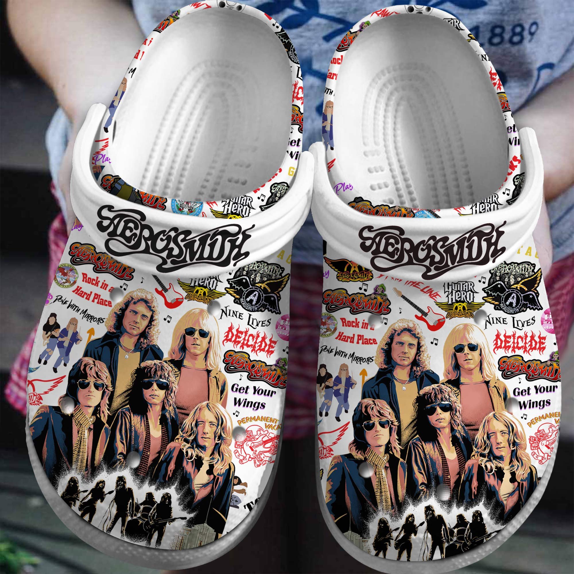 Aerosmith Band Music Crocs Crocband Clogs Shoes Comfortable For Men Women and Kids
