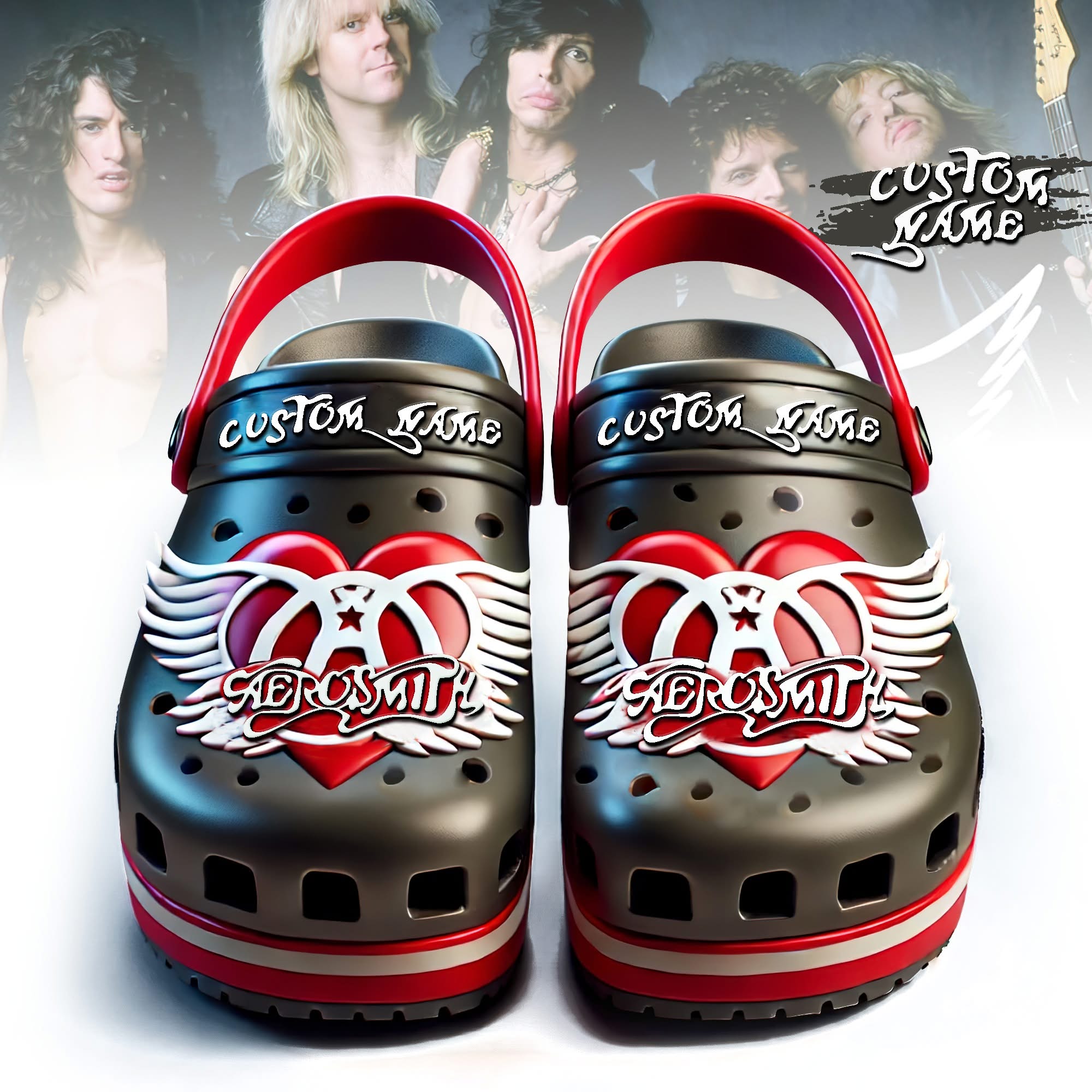 Aerosmith Band Music Crocs Crocband Clogs Shoes Comfortable For Men Women and Kids