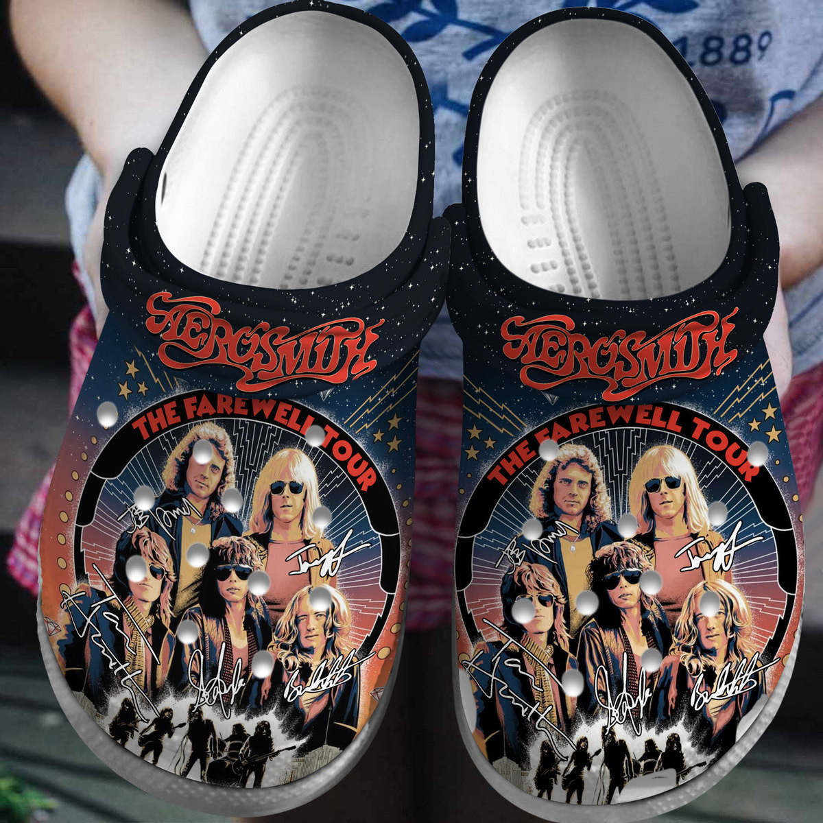 Aerosmith Musicosmith Music Crocs Crocband Clogs Shoes Comfortable For Men Women and Kids