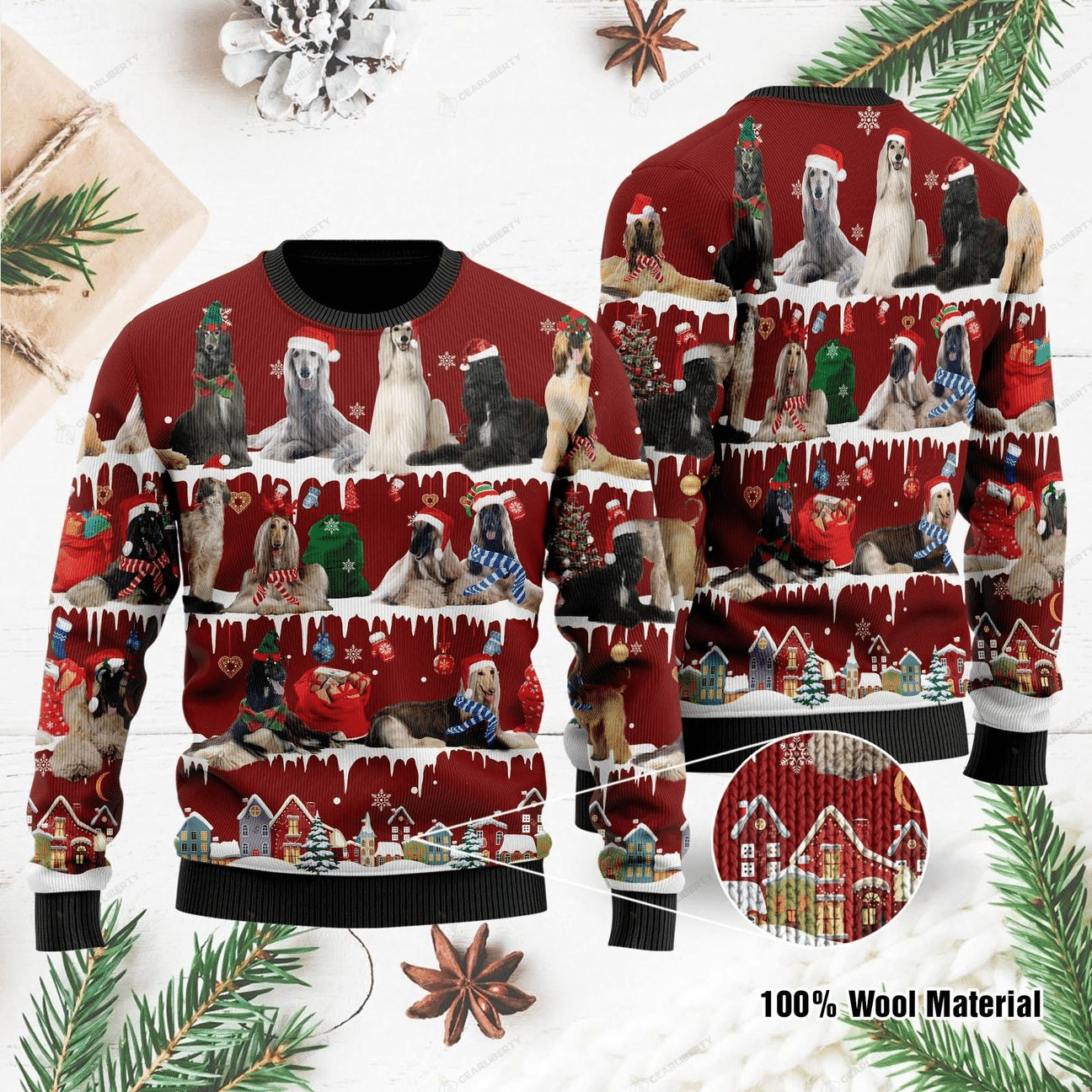 Afghan Hound Ugly Christmas Sweater Adult 3D Funny Matching for family