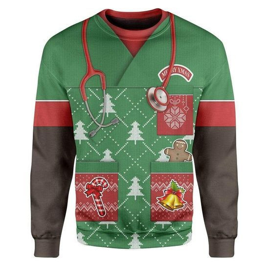 African American Nurse Ugly Christmas Sweater Adult 3D Funny Matching for family