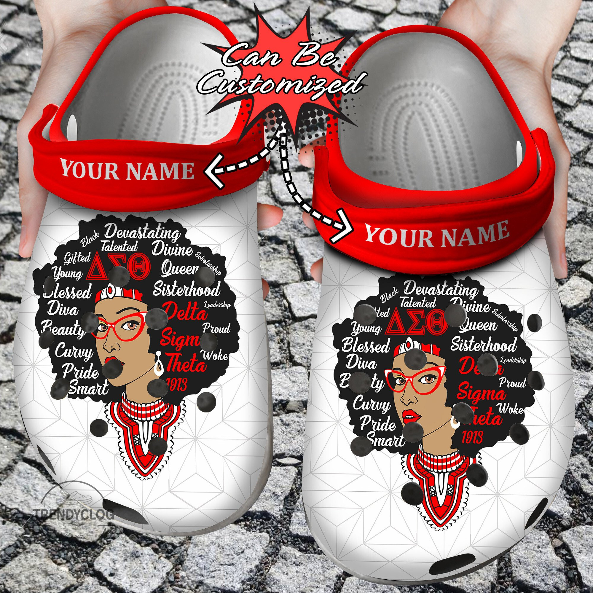 African American Personalized Delta Sigma Theta Queen Clog Shoes