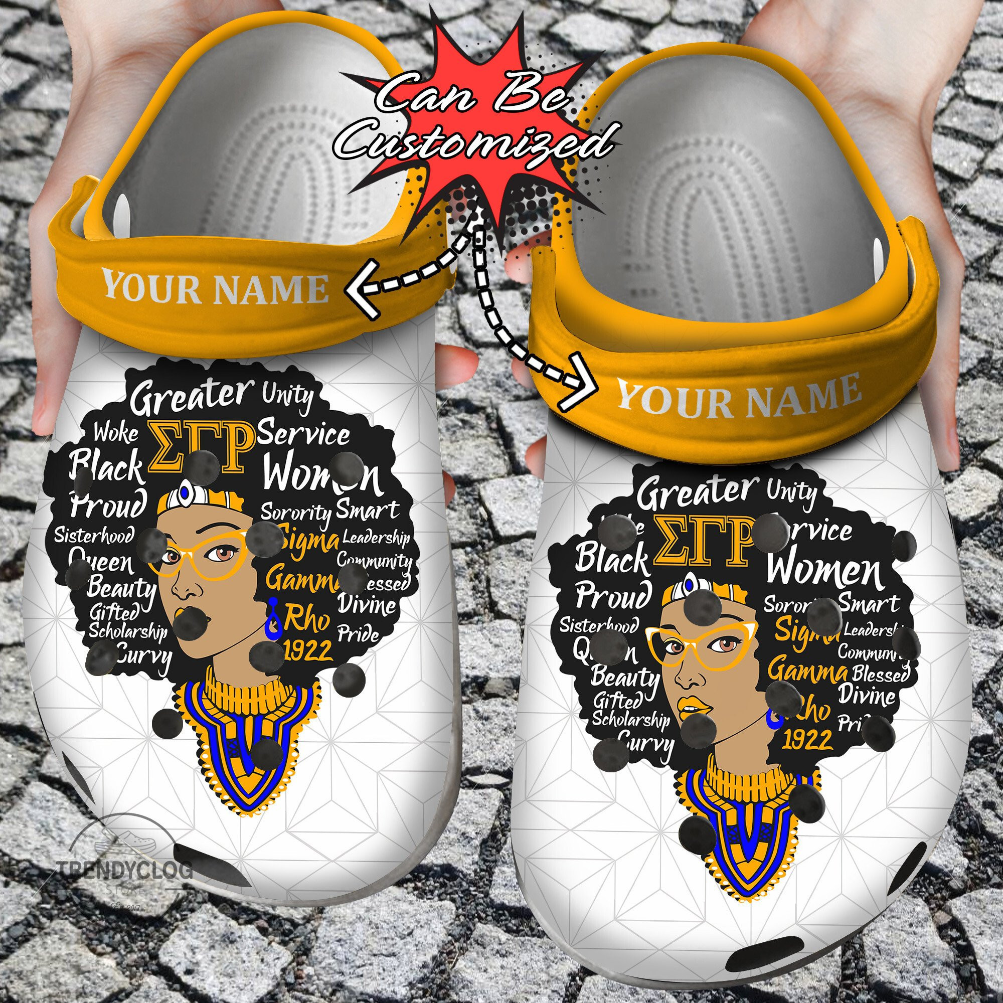 African American Personalized Sigma Gamma Rho Queen Clog Shoes