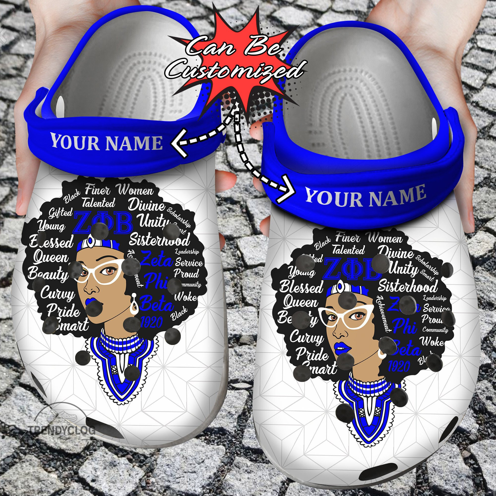 African American Personalized Zeta Phi Beta Queen Clog Shoes