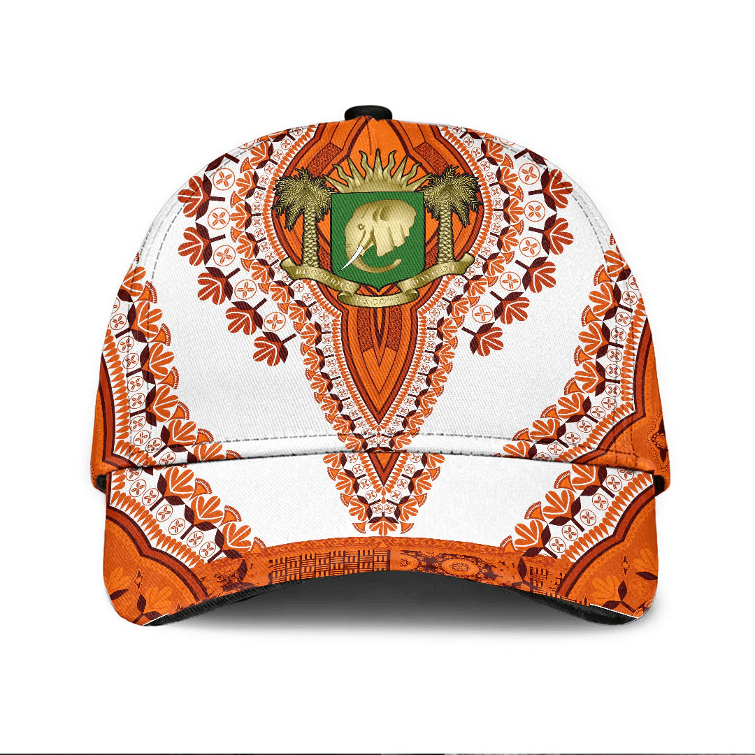 Africazone Africa Cap - Ivory Coast - White Version Classic Cap Baseball Cap Hat Trucker Hats Custom Hats Gifts For Men & Women