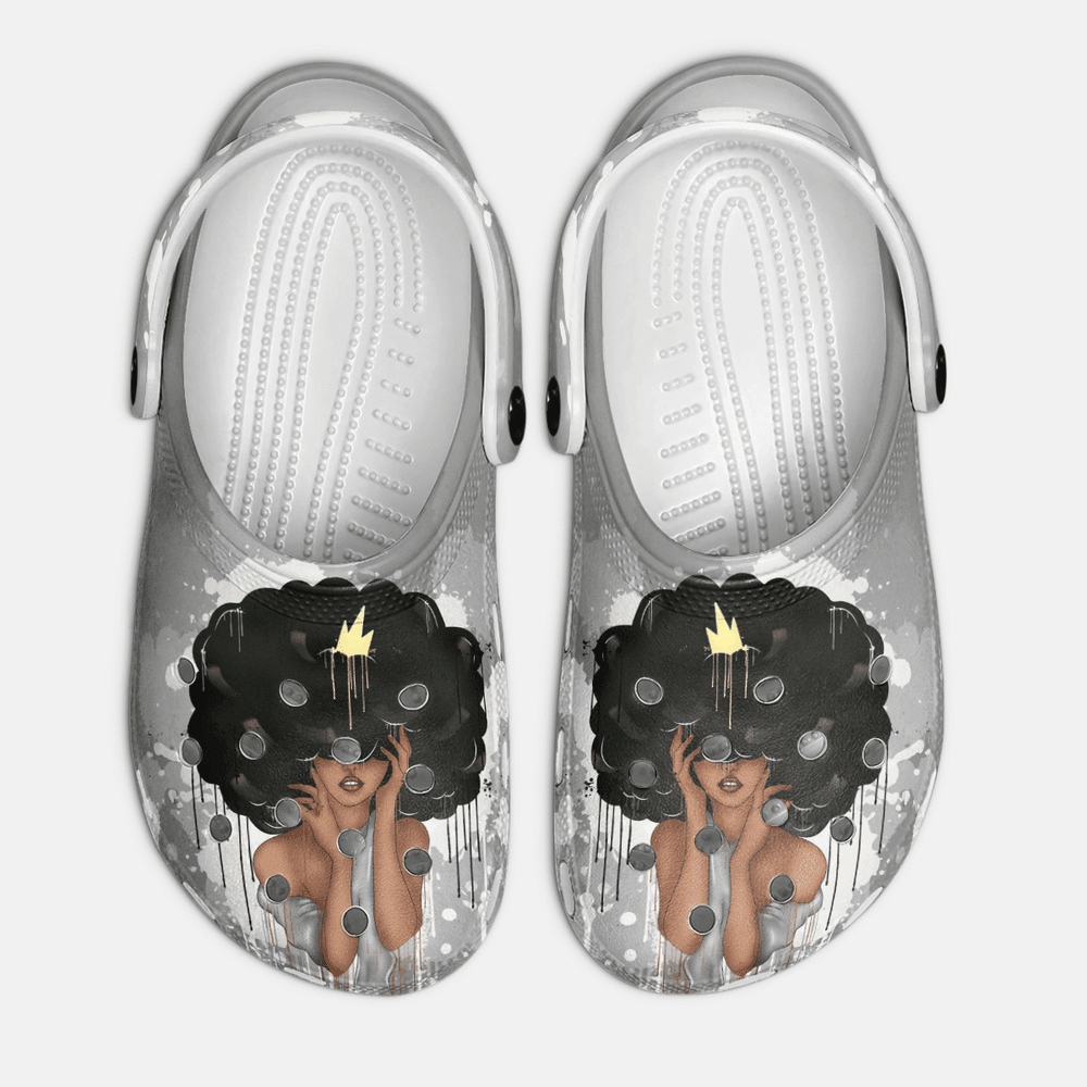 Afro Queen Black Girl African American Classic Clogs Shoes