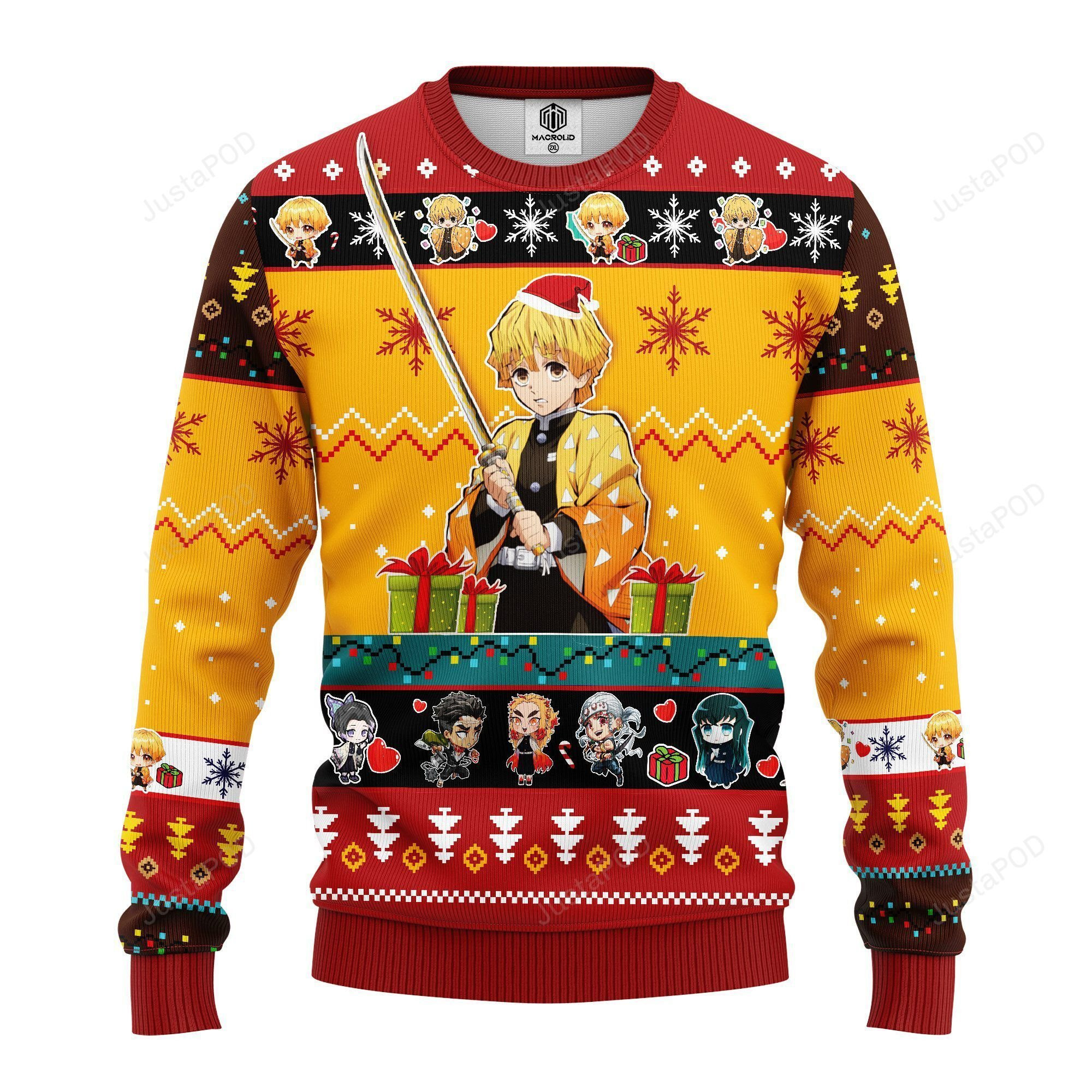 Agatsuma Zenitsu Demon Slayer Ugly Christmas Sweater Adult 3D Funny Matching for family