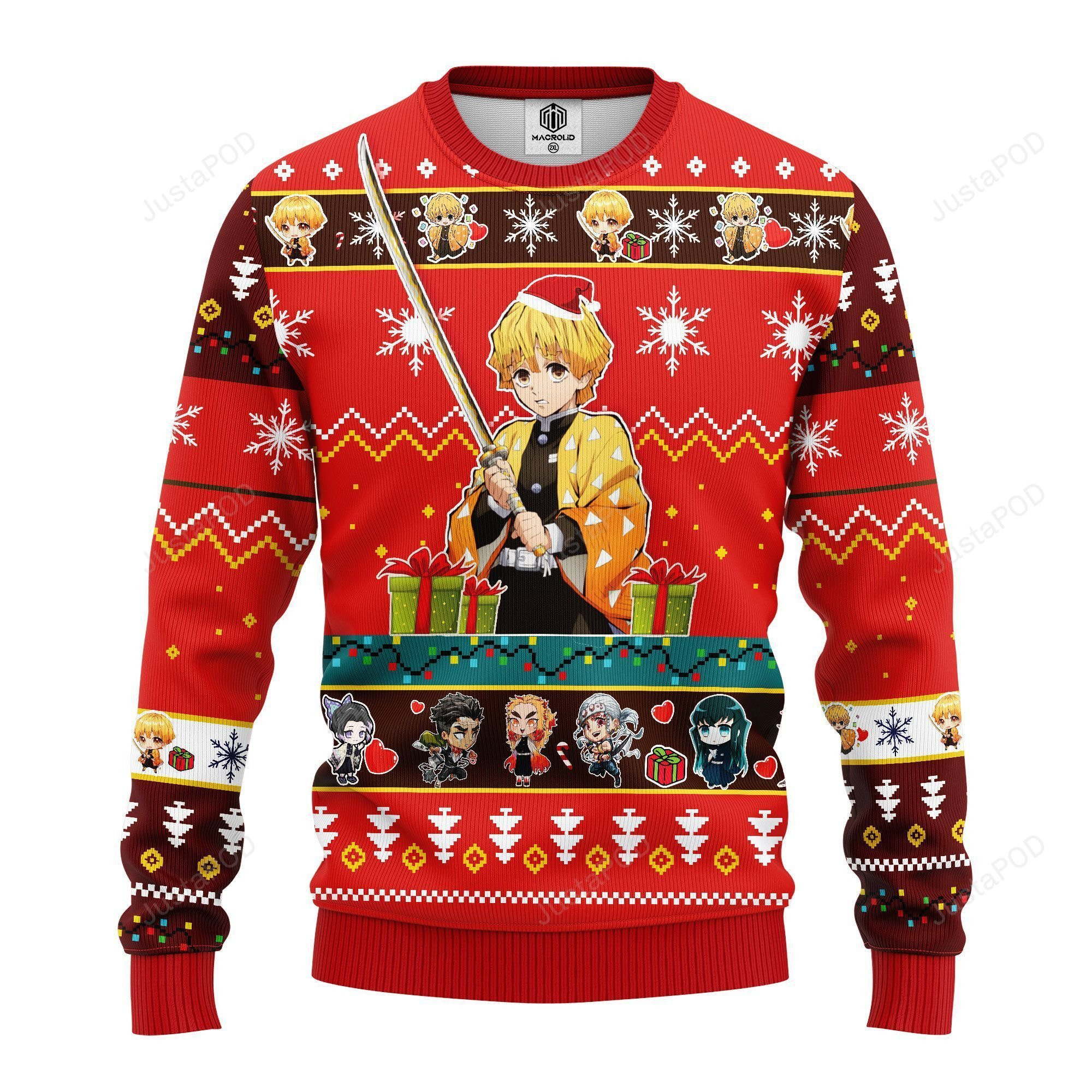 Agatsuma Zenitsu Demon Slayer Ugly Christmas Sweater Adult 3D Funny Matching for family