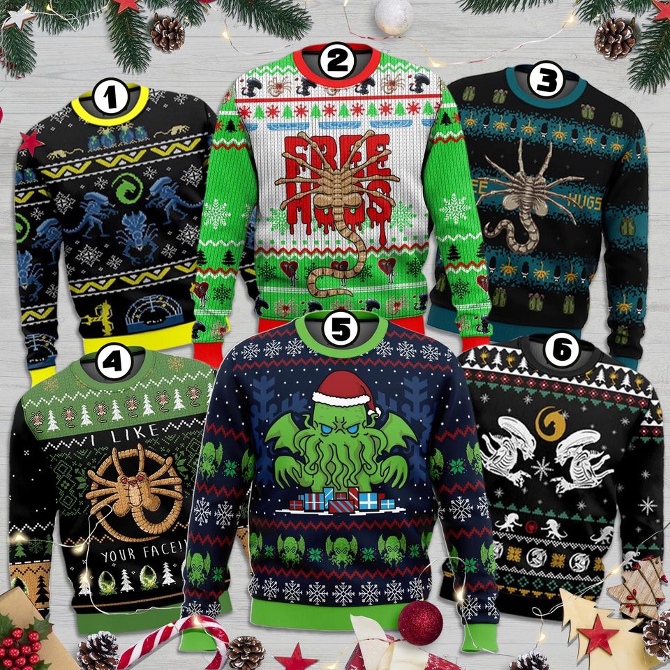 Ailen Ugly Sweater, Xenomorphs Alien Ugly Christmas Sweatshirt, Call Of Christmas - Image 2