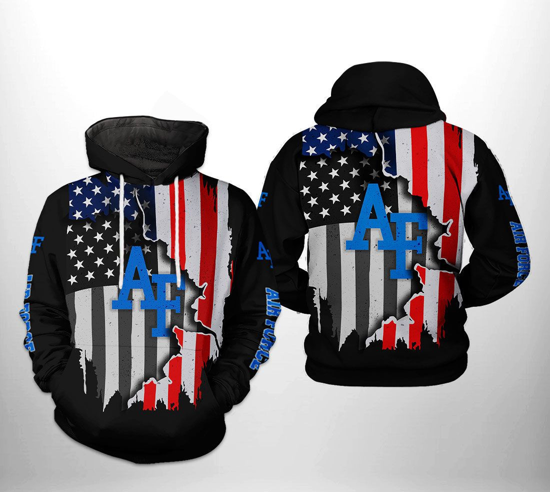 Air Force Falcons NCAA US Flag 3D All Over Print Hoodie, Zip Hoodie
