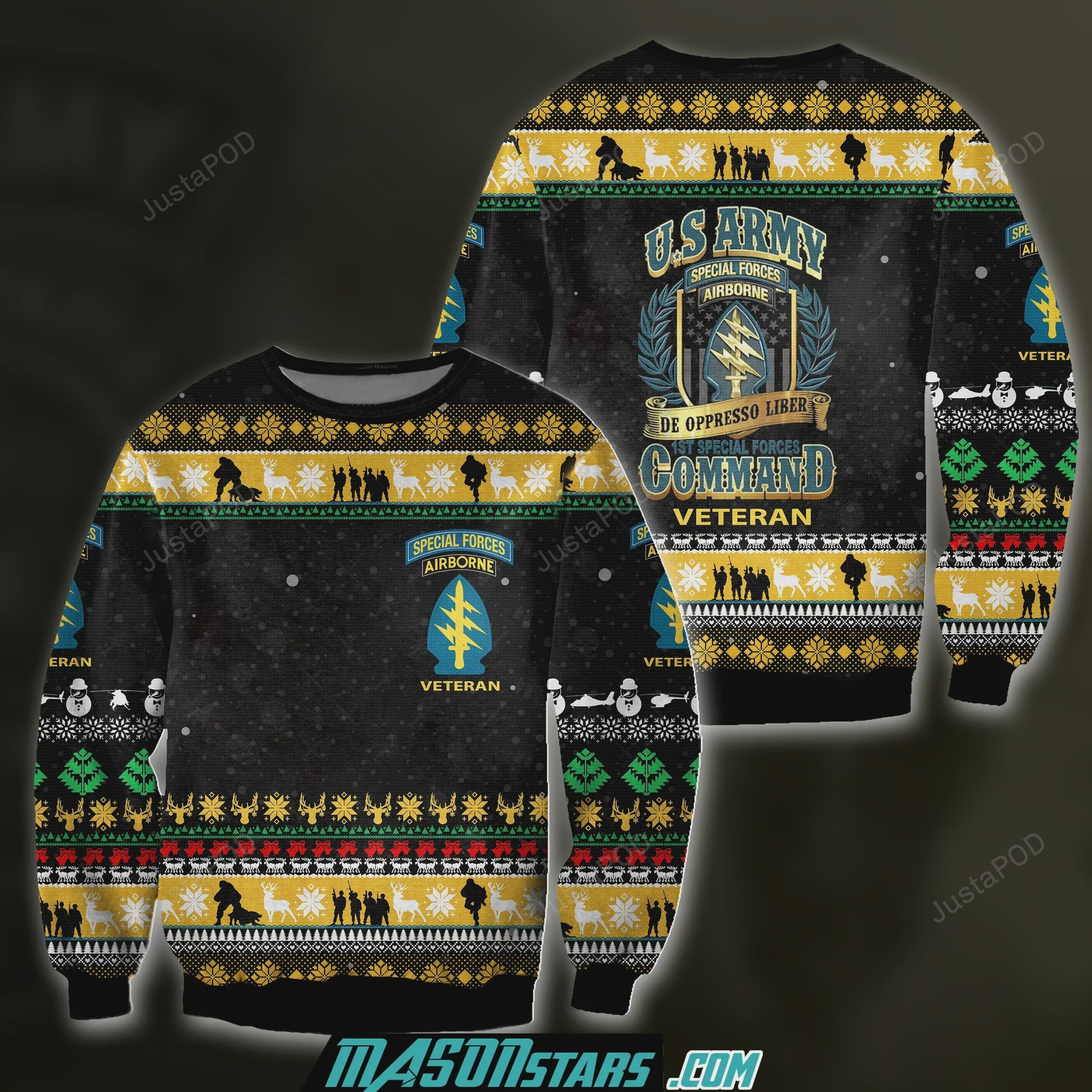 Airborne Veteran Ugly Christmas Sweater Adult 3D Funny Matching for family