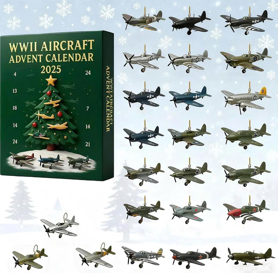 Aircraft Advent Calendar 2025 Acrylic, Military Plane Collectible Set, Aviation Countdown Gift