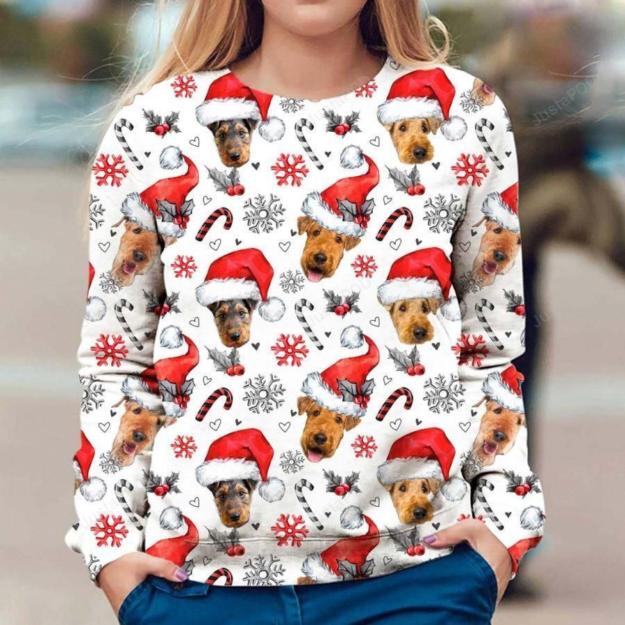 Airedale Terrier Xmas Decor Ugly Christmas Sweater Adult 3D Funny Matching for family