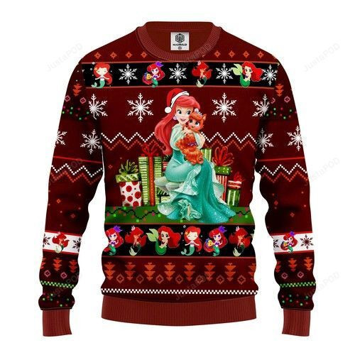 Airel Mermaid Ugly Christmas Sweater Adult 3D Funny Matching for family