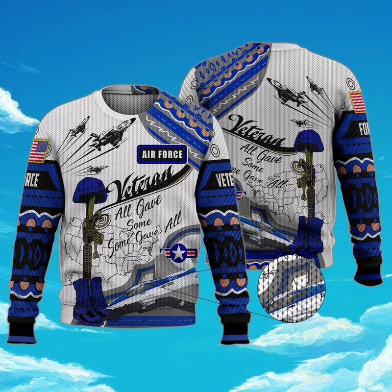Airforce Veteran Ugly Christmas Sweater Adult 3D Funny Matching for family