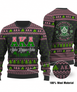 Aka 1908 Alpha Kappa Alpha Black Background Ugly Christmas Sweater Adult 3D Funny Matching for family
