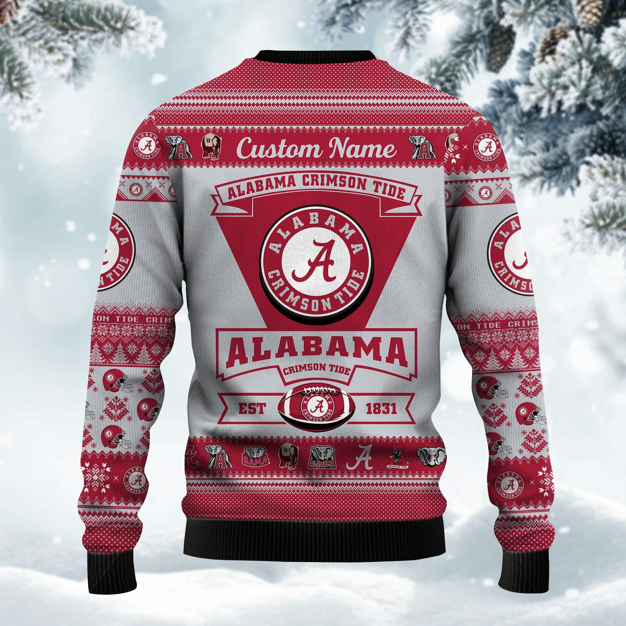Alabama Crimson Tide Football Team Logo Personalized Ugly Christmas Sweater Adult 3D Funny Matching for family - Image 4