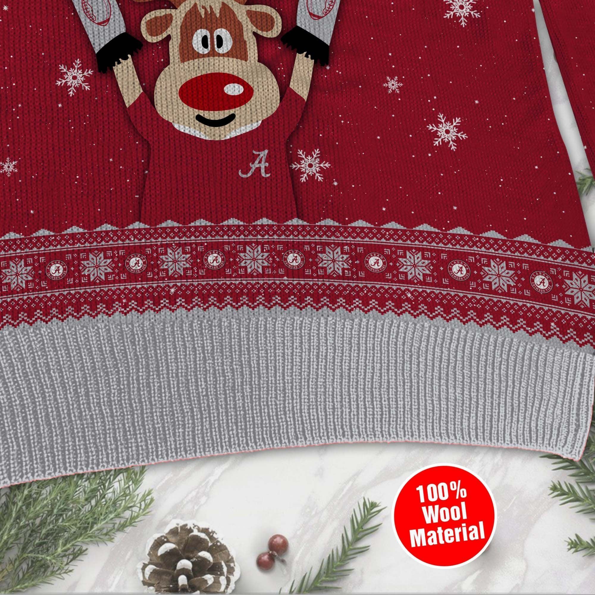 Alabama Crimson Tide Funny Ugly Christmas Sweater Adult 3D Funny Matching for family - Image 4