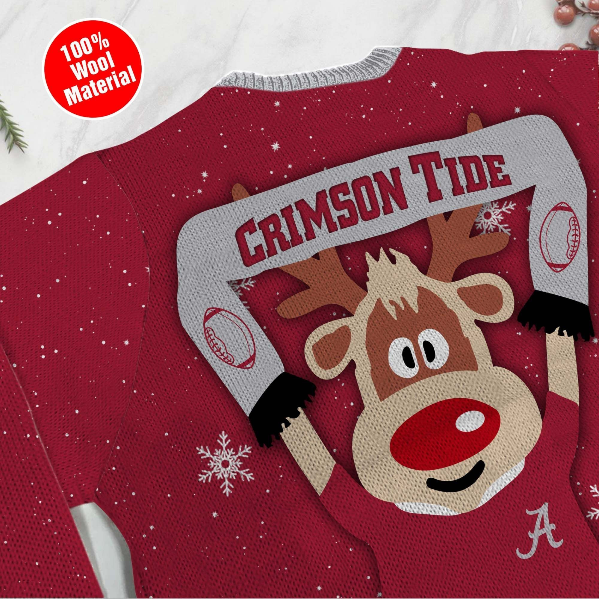 Alabama Crimson Tide Funny Ugly Christmas Sweater Adult 3D Funny Matching for family - Image 5