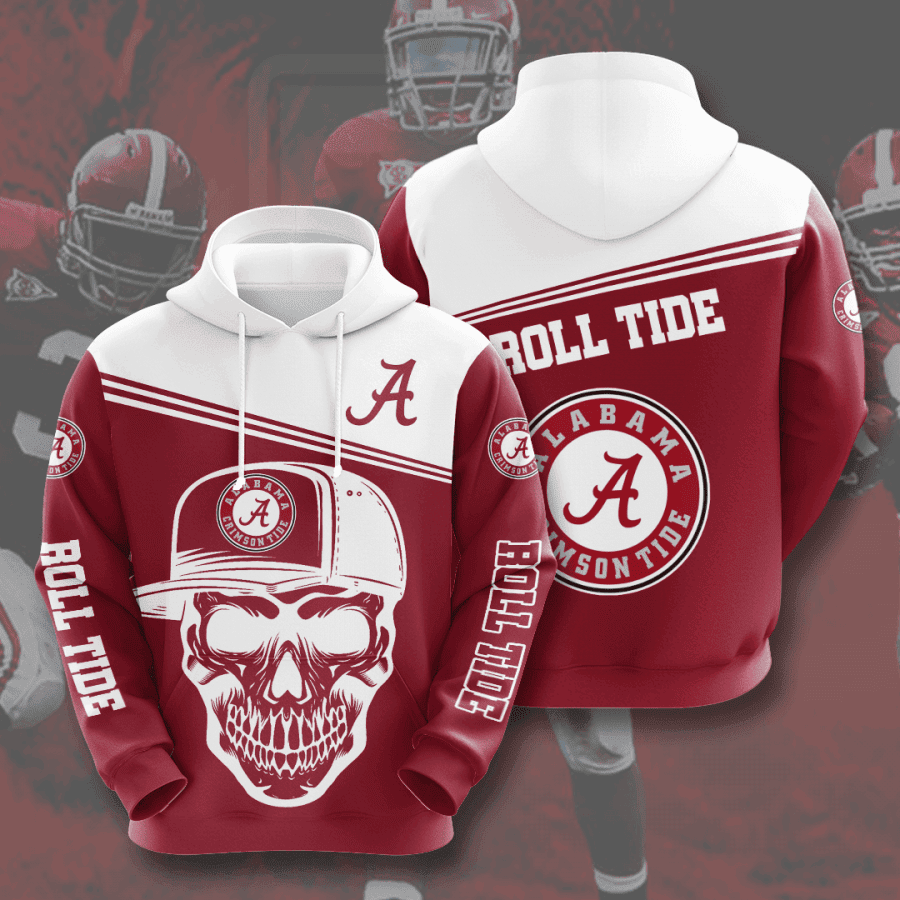 Alabama Crimson Tide NCAA Skull 3D All Over Print Hoodie, Zip Hoodie