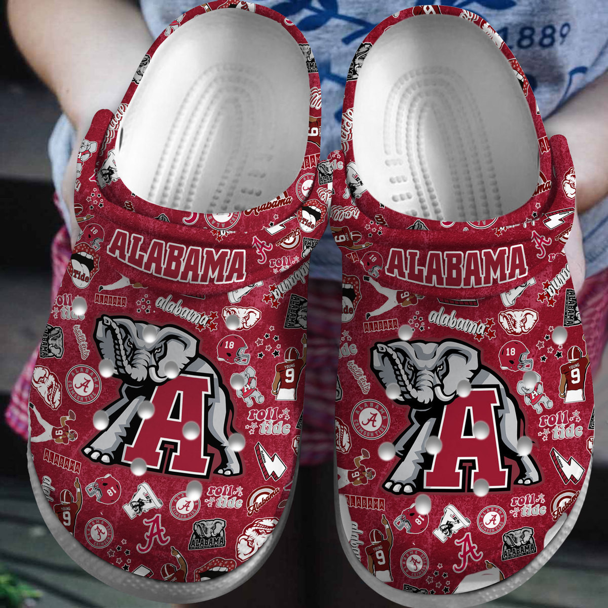 Alabama Crimson Tide NCAA Sport Crocs Crocband Clogs Shoes Comfortable For Men Women and Kids