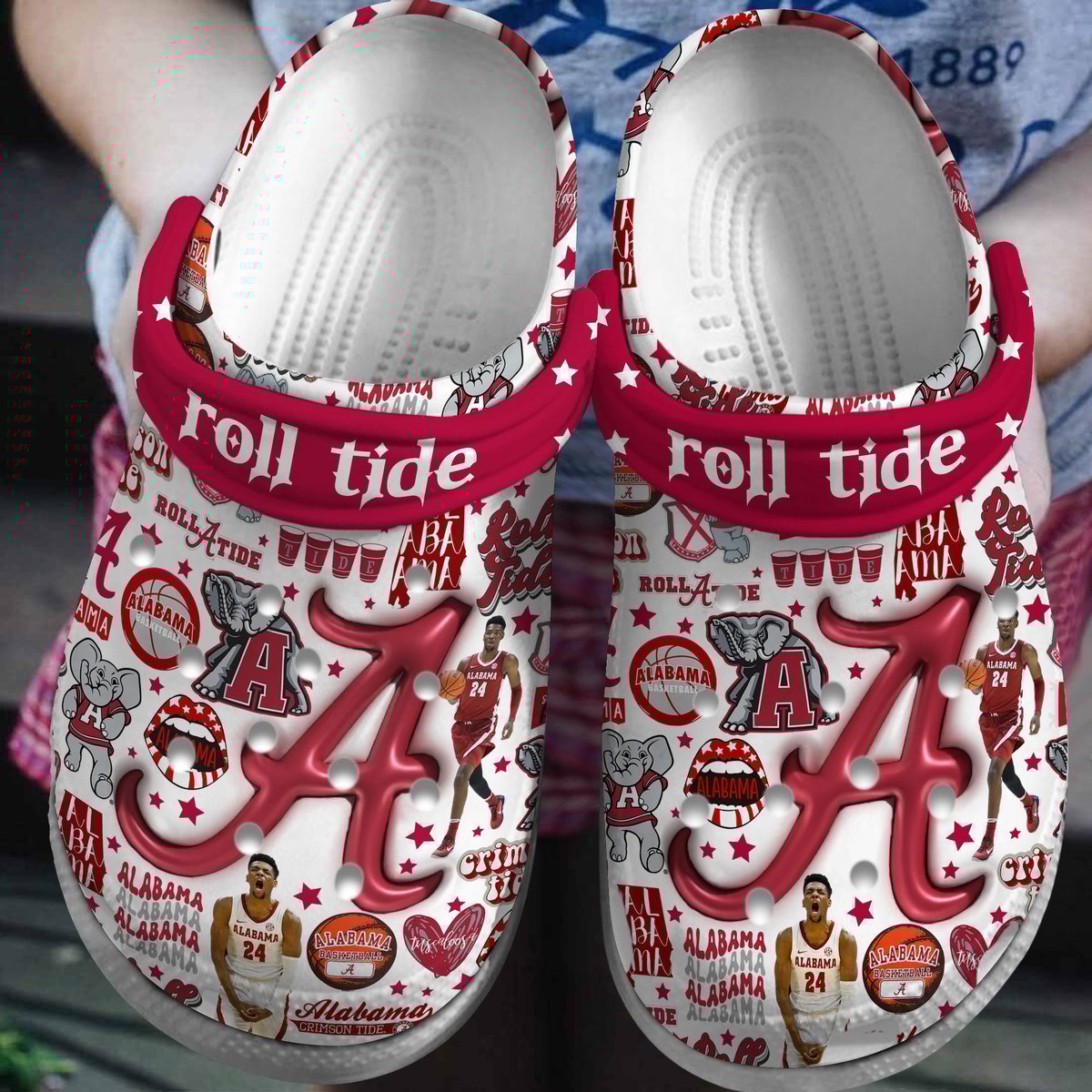 Alabama Crimson Tide NCAA Sport Crocs Crocband Clogs Shoes Comfortable For Men Women and Kids