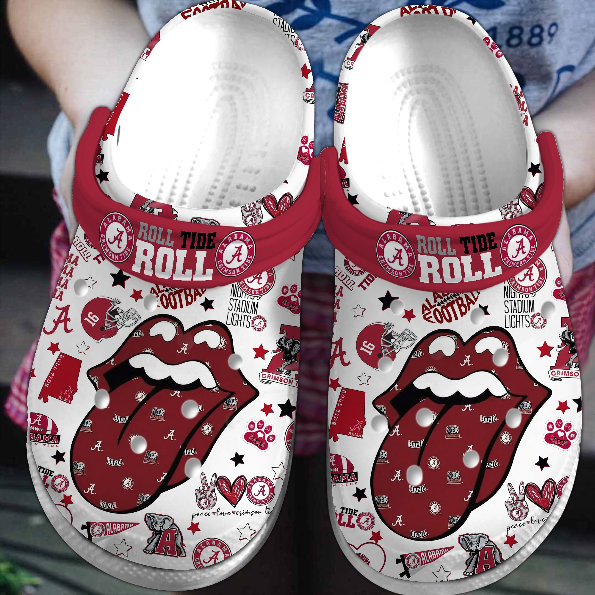 Alabama Crimson Tide NCAA Sport Crocs Crocband Clogs Shoes Comfortable For Men Women and Kids