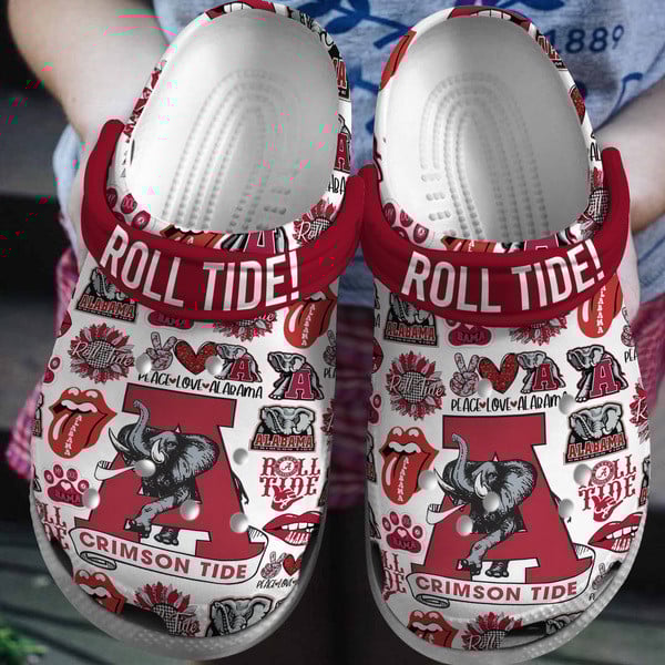 Alabama Crimson Tide NCAA Sport Crocs Crocband Clogs Shoes Comfortable For Men Women and Kids