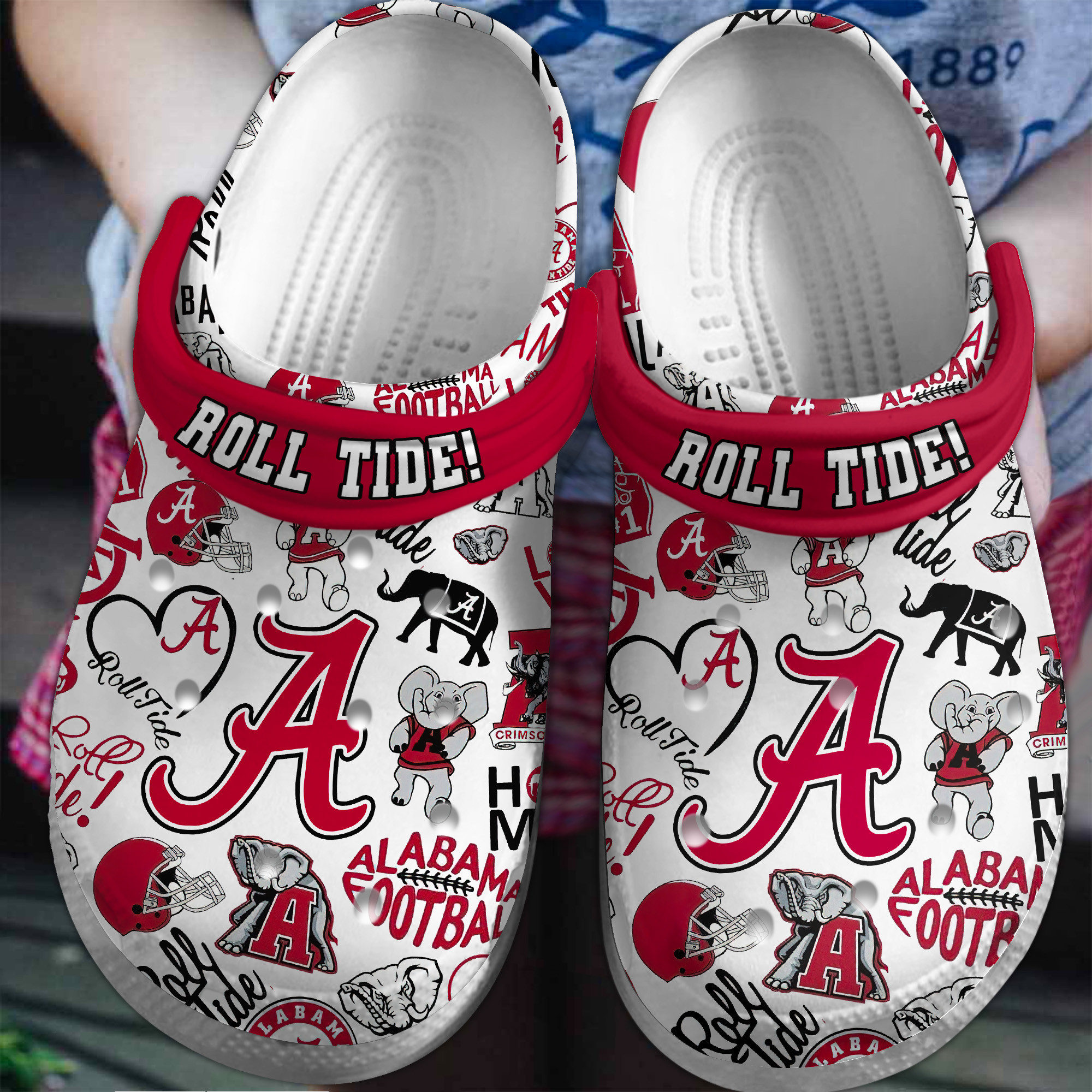 Alabama Crimson Tide NCAA Sport Crocs Crocband Clogs Shoes Comfortable For Men Women and Kids
