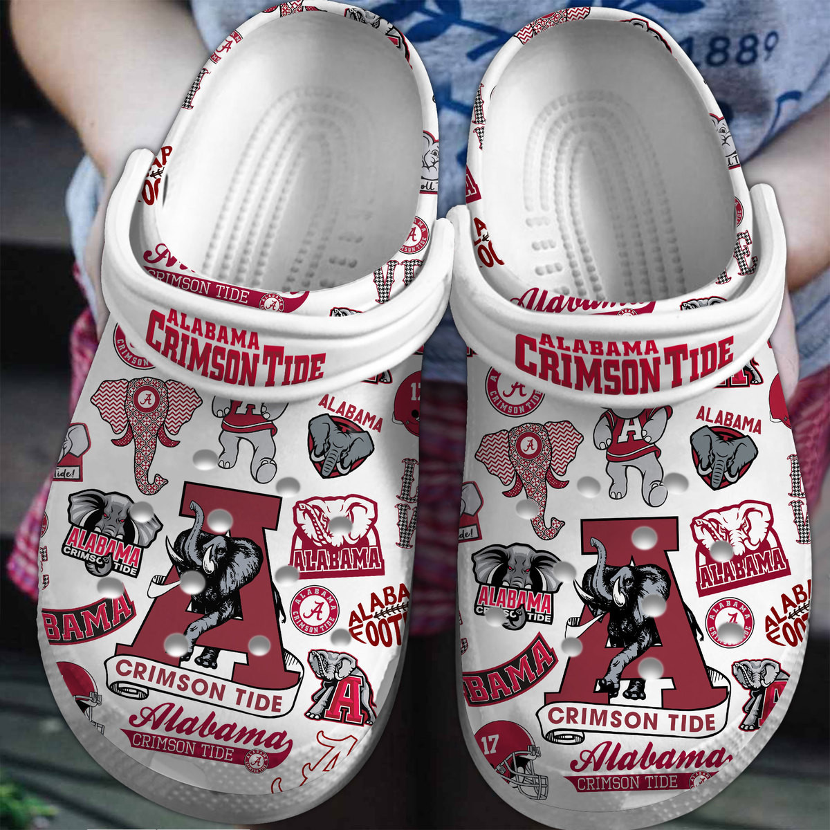 Alabama Crimson Tide NCAA Sport Crocs Crocband Clogs Shoes Comfortable For Men Women and Kids