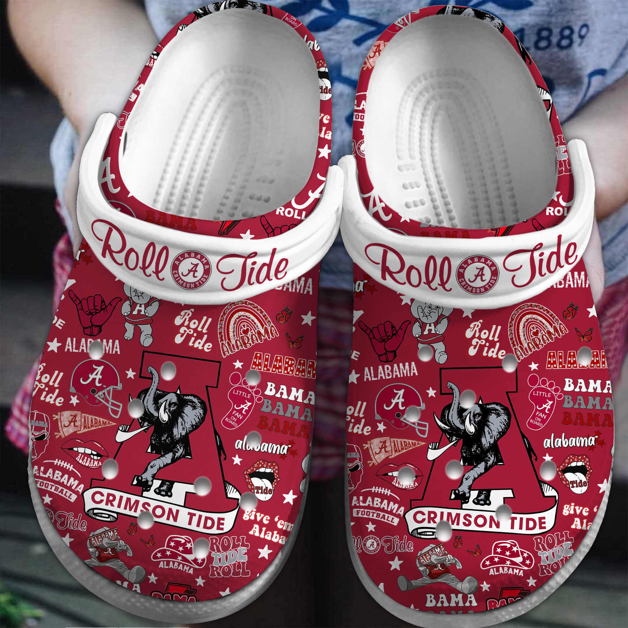 Alabama Crimson Tide NCAA Sport Crocs Crocband Clogs Shoes Comfortable For Men Women and Kids