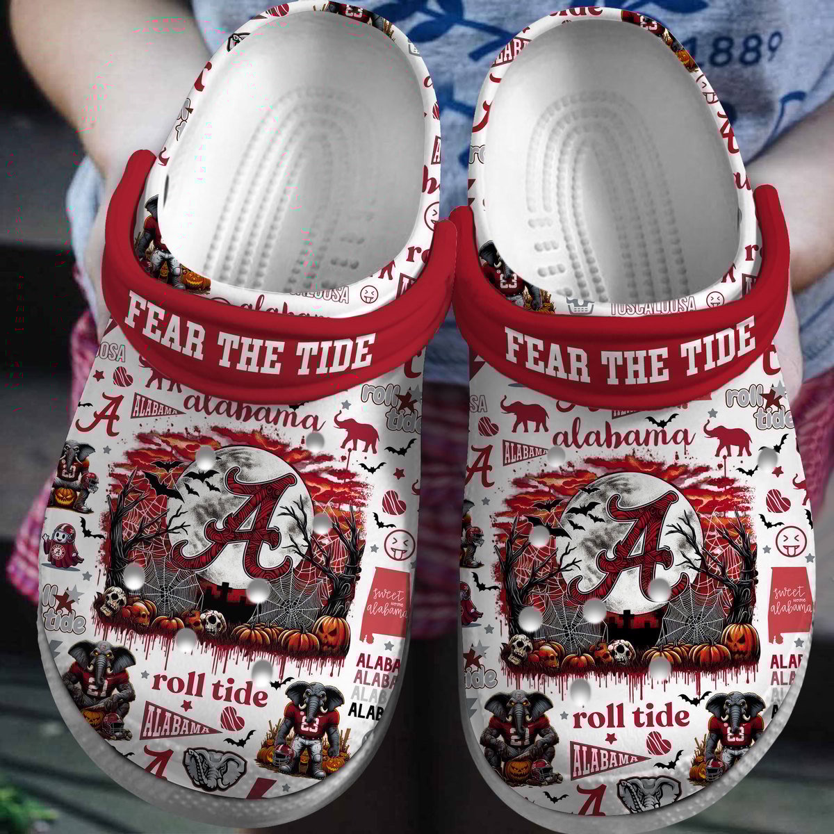 Alabama Crimson Tide NCAA Sport Crocs Crocband Clogs Shoes Comfortable For Men Women and Kids