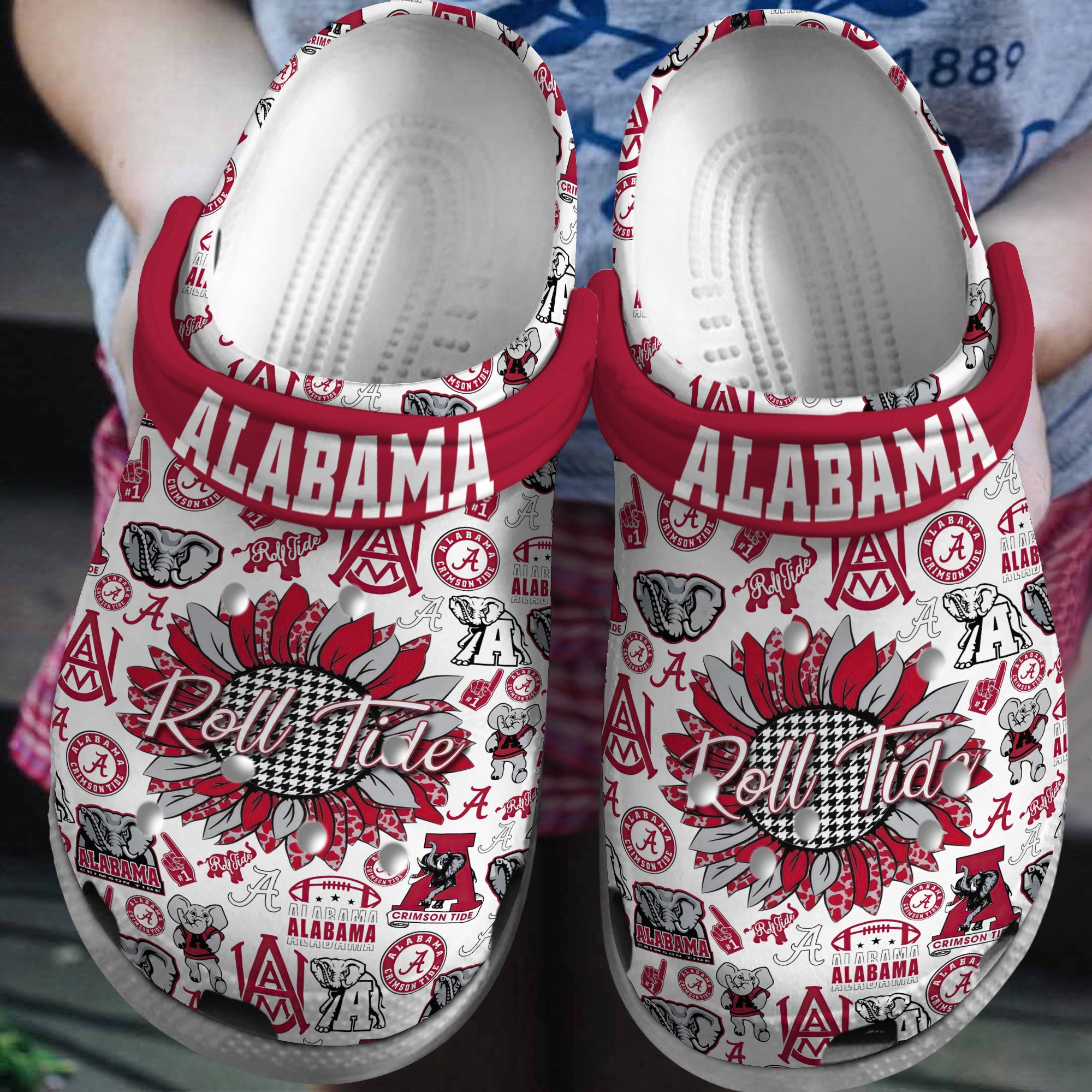 Alabama Crimson Tide NCAA Sport Crocs Crocband Clogs Shoes Comfortable For Men Women and Kids