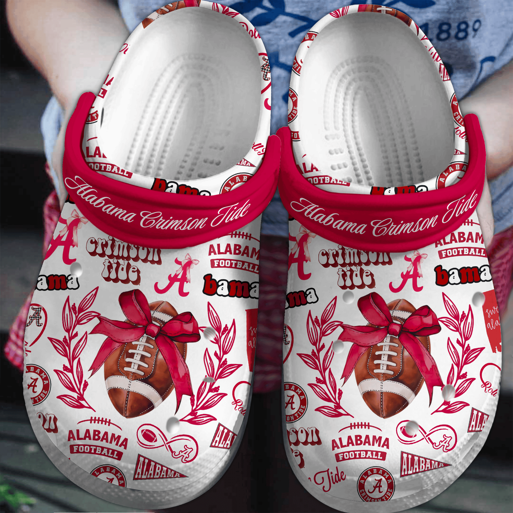 Alabama Crimson Tide NCAA Sport Crocs Crocband Clogs Shoes Comfortable For Men Women and Kids