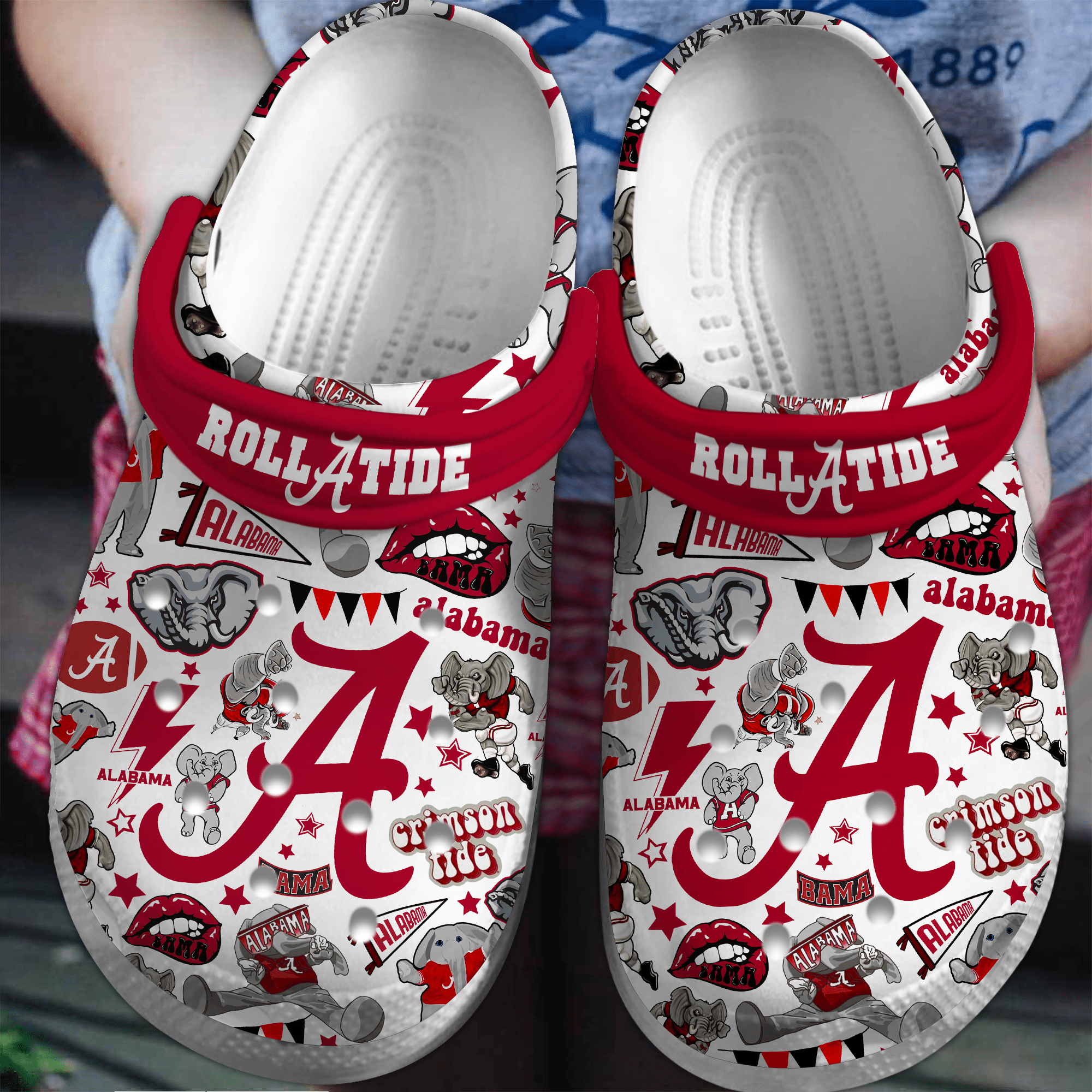 Alabama Crimson Tide NCAA Sport Crocs Crocband Clogs Shoes Comfortable For Men Women and Kids