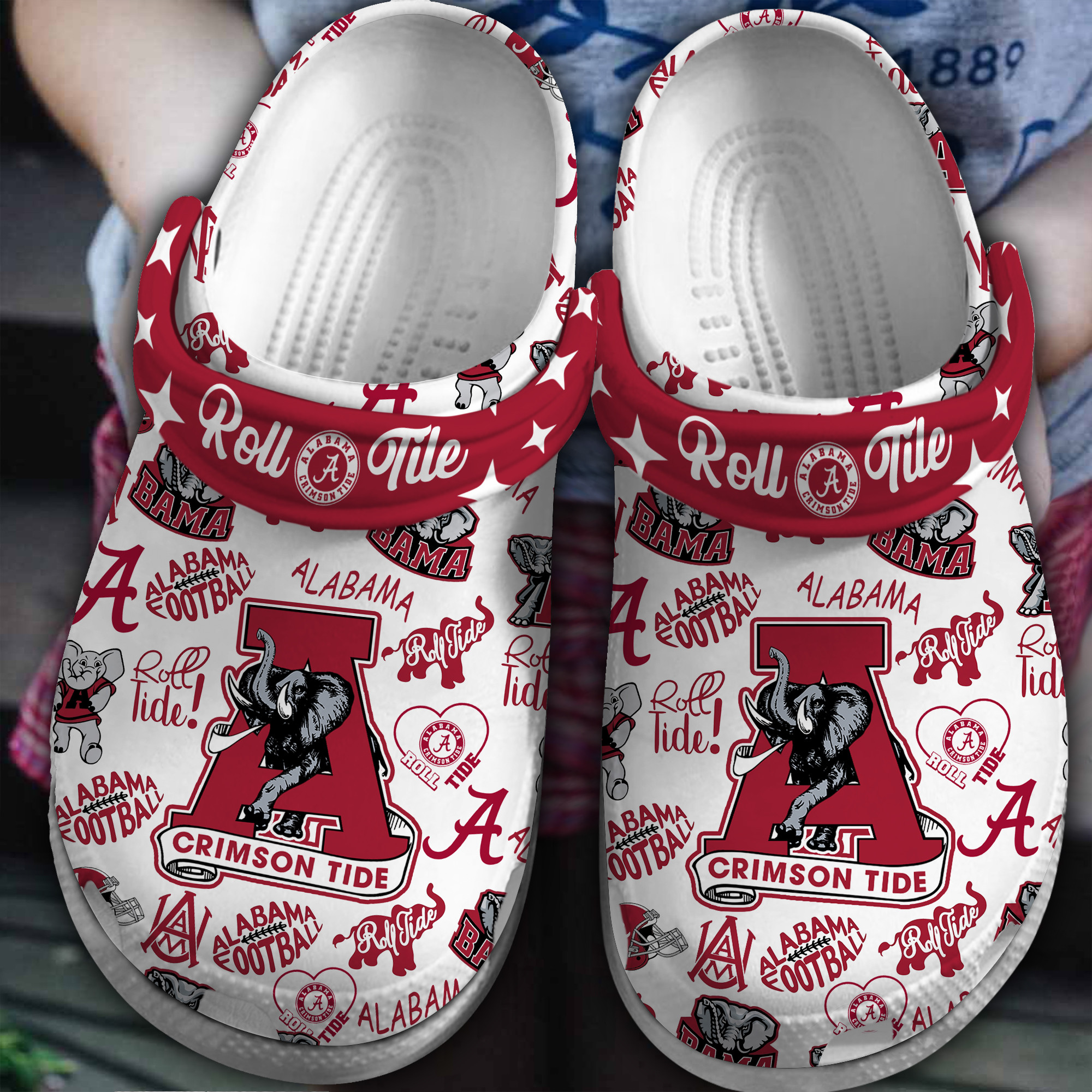 Alabama Crimson Tide NCAA Sport Crocs Crocband Clogs Shoes Comfortable For Men Women and Kids