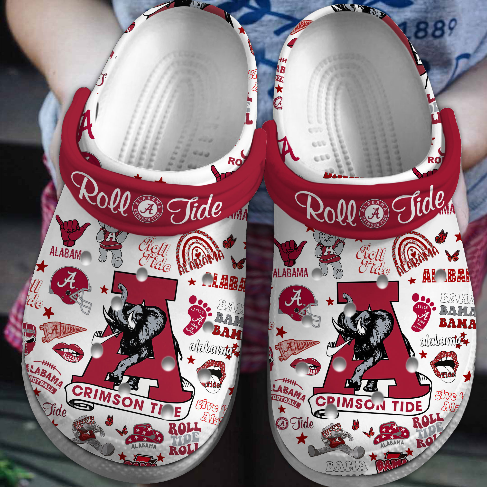 Alabama Crimson Tide NCAA Sport Crocs Crocband Clogs Shoes Comfortable For Men Women and Kids