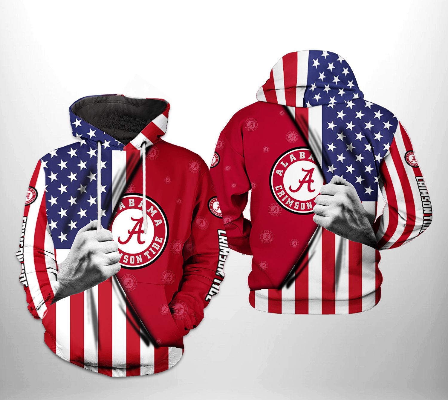 Alabama Crimson Tide NCAA US FLag 3D All Over Print Hoodie, Zip Hoodie