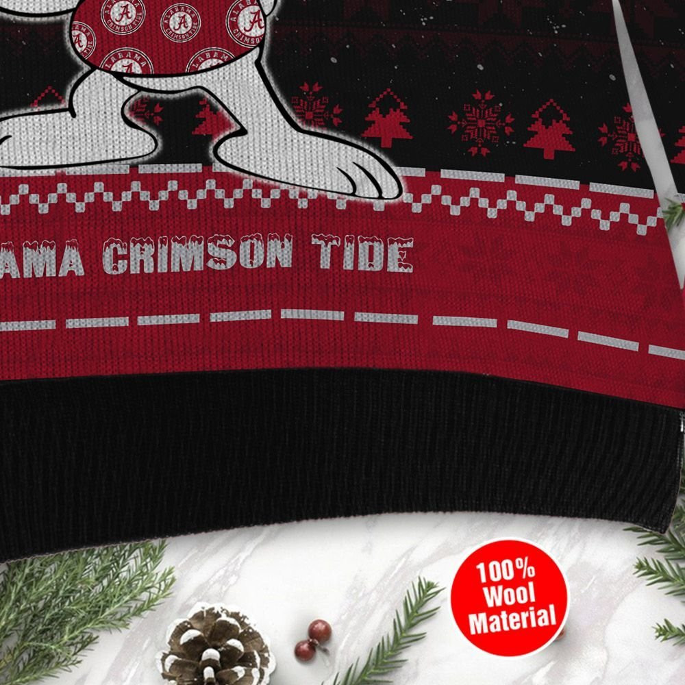 Alabama Crimson Tide Snoopy Dabbing Ugly Christmas Sweater Adult 3D Funny Matching for family - Image 4