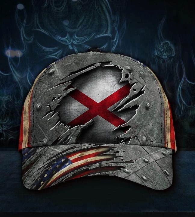 Alabama State Flag Hat 3D Printed American Flag Vintage Cap For Men Trucker Hats Custom Hats Gifts For Men & Women