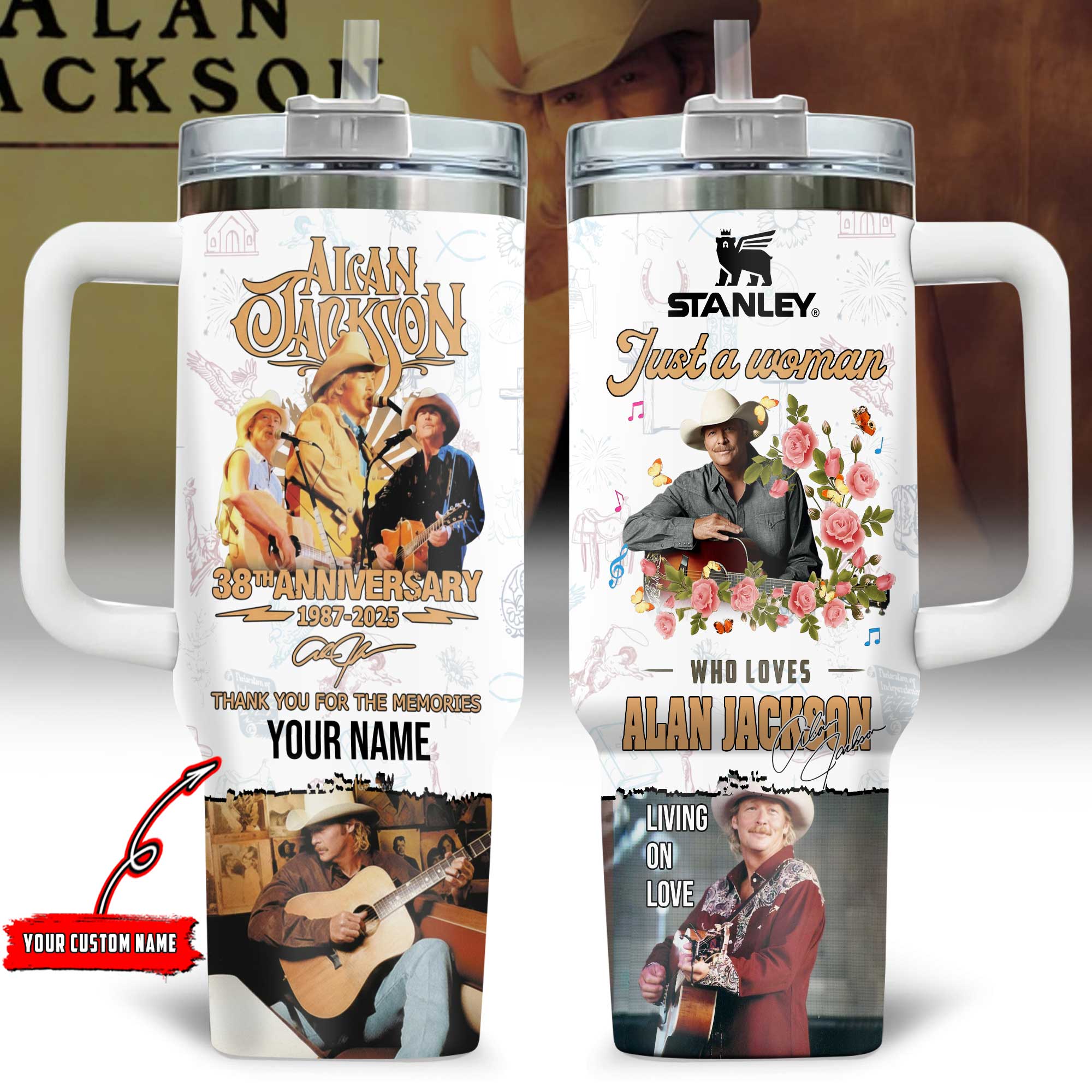 Alan Jackson Music Custom Stanley Cup 40 oz 30 oz Tumbler With HandleTVC230195