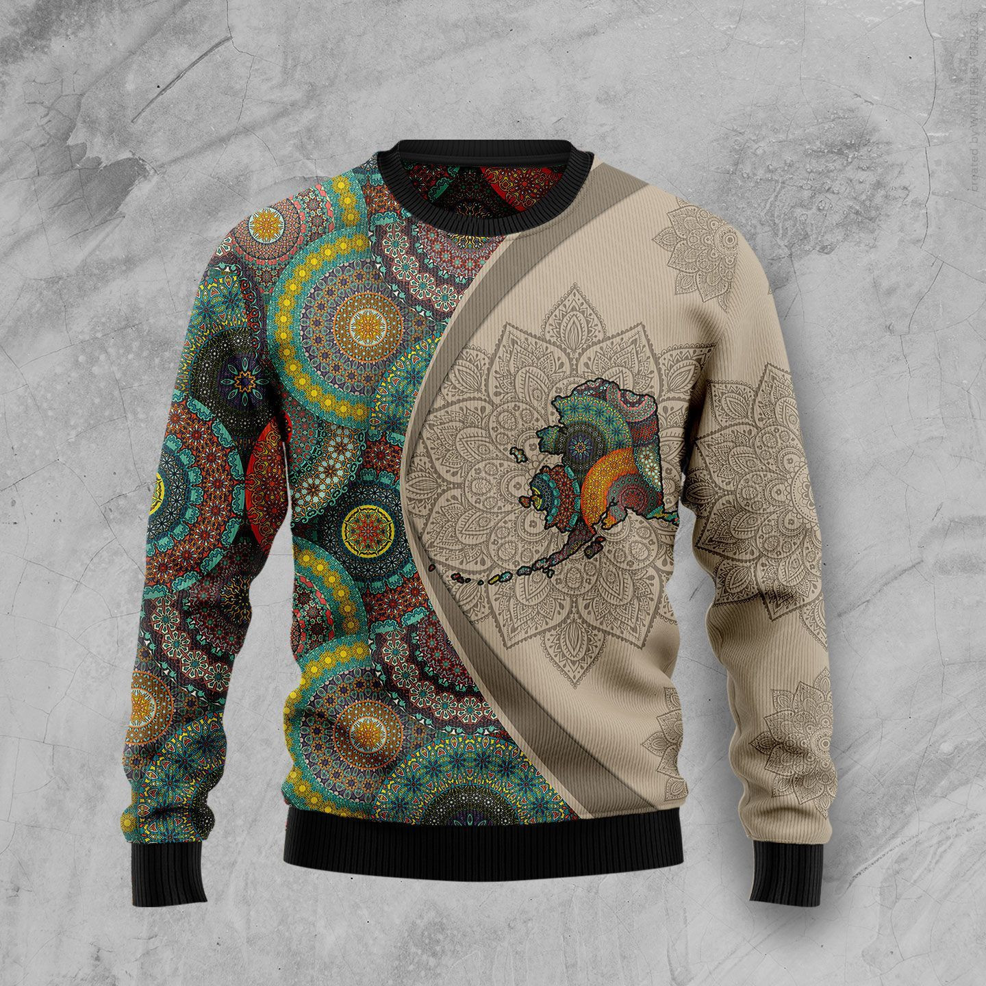 Alaska Mandala Ugly Christmas Sweater Adult 3D Funny Matching for family