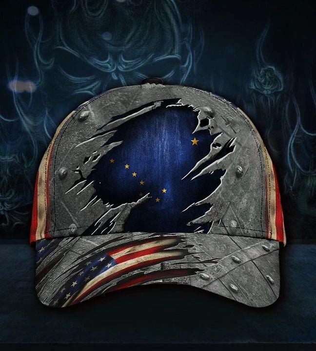 Alaska State Flag Hat 3D Printed Old Retro U.S Flag Alaska Trucker Hat States Patriotic Trucker Hats Custom Hats Gifts For Men & Women