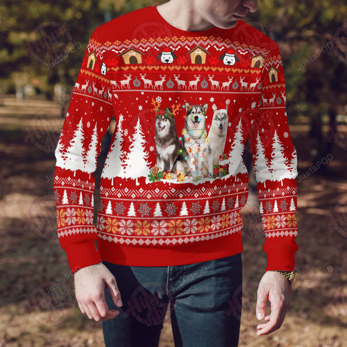 Alaskan Malamute Ugly Christmas Sweater Adult 3D Funny Matching for family