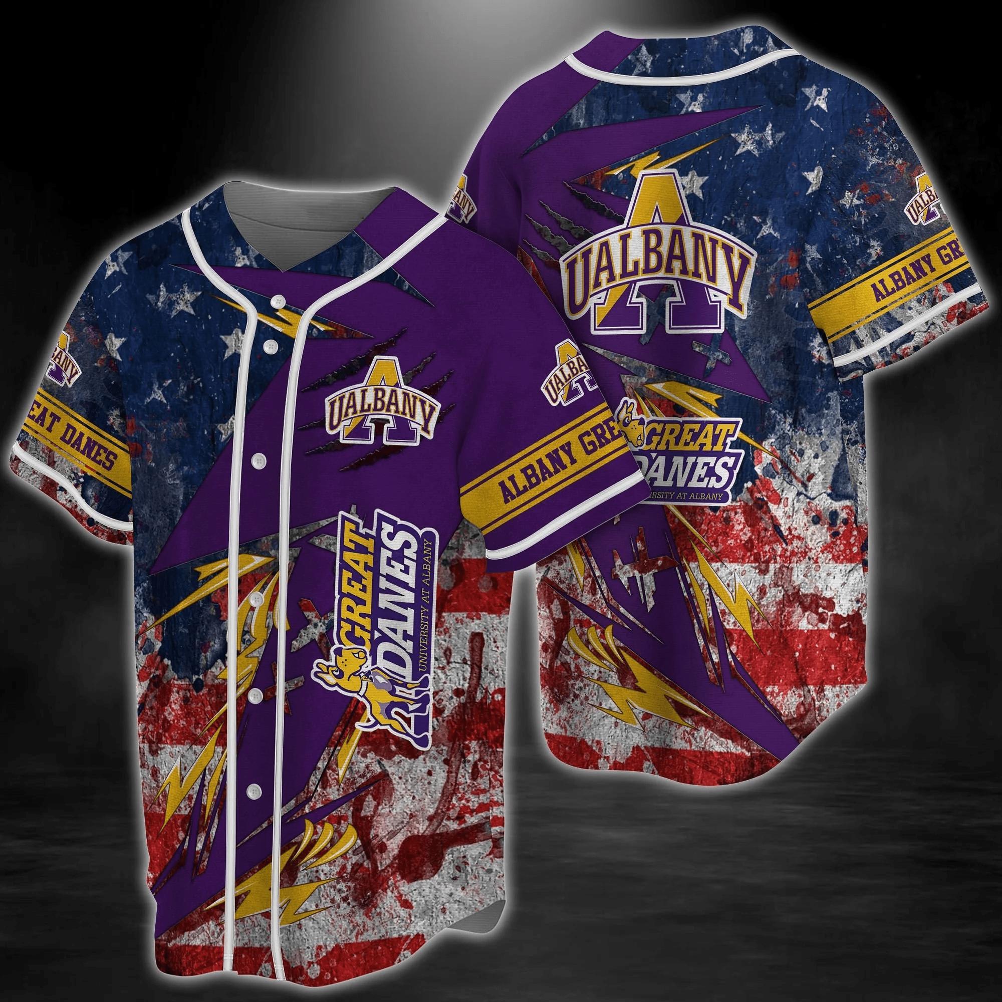 Albany Great Danes Ncaa Baseball Jersey Shirt Us Flag