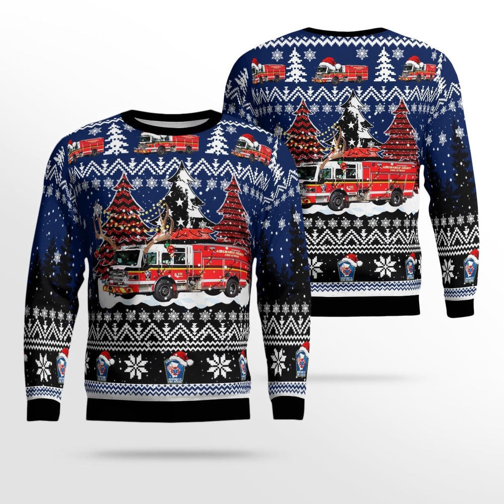 Albemarle County Fire Rescue Christmas AOP Ugly Sweater Xmas Unisex Sweater Christmas Gifts for Men Women