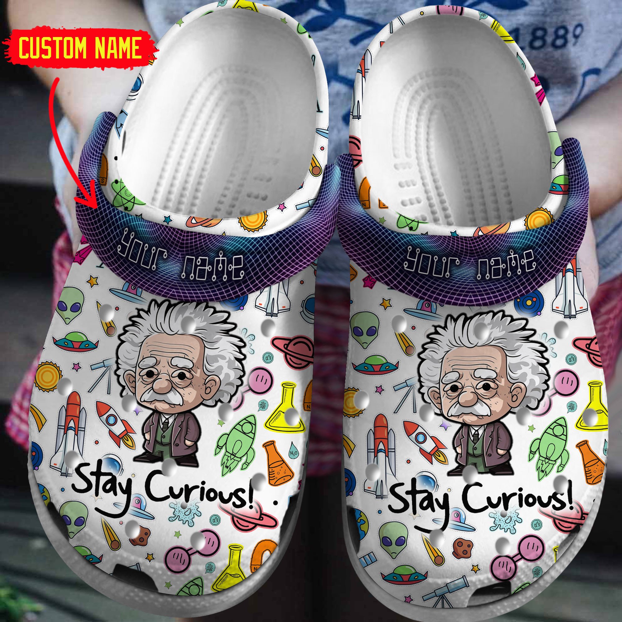 Albert Einstein Physicist Crocs Crocband Clogs Shoes Comfortable For Men Women and Kids