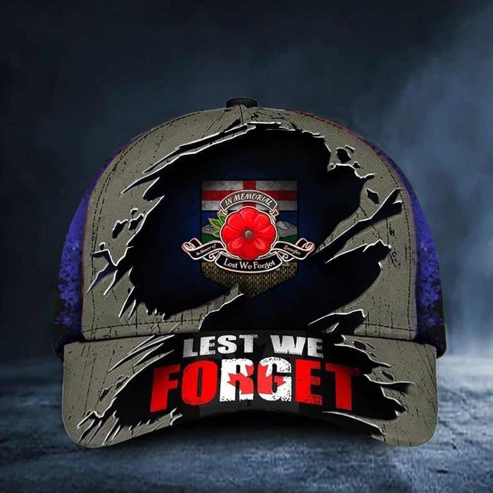 Alberta Lest We Forget Poppy Canada Flag Hat Vintage Old Retro Patriotic Remembrance Day Gift Trucker Hats Custom Hats Gifts For Men & Women