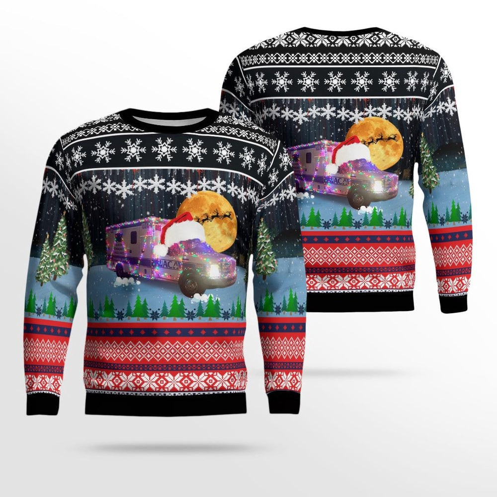 Albion Michigan Albion Community Ambulance AOP Ugly Sweater Xmas Unisex Sweater Christmas Gifts for Men Women