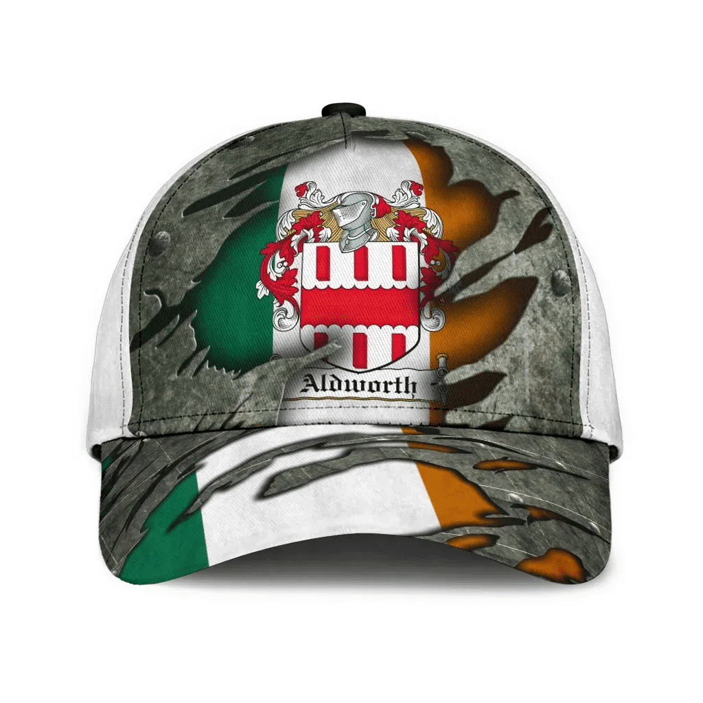 Aldworth Coat Of Arms - Irish Family Crest Hat Classic Cap 3D Trucker Hats Custom Hats Gifts For Men & Women
